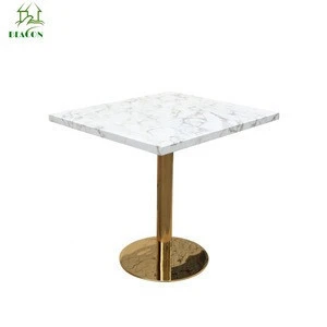 Hotel Restaurant Furniture Cheap Square shape marble dining table with gold base