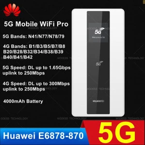 Huawei 5G Mobile WiFi Pro Pocket Mini WiFi Wilress Router 4000mAh Battery Huawei E6878-870