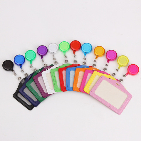 ID Card Holder Reel Retractable Badge Key Tag Clip Name Office Women Men
