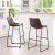Industrial Chair Brown PU Leather Cover Upholstered Metal Bar Stool Indoor Kitchen Counter Bar Stools