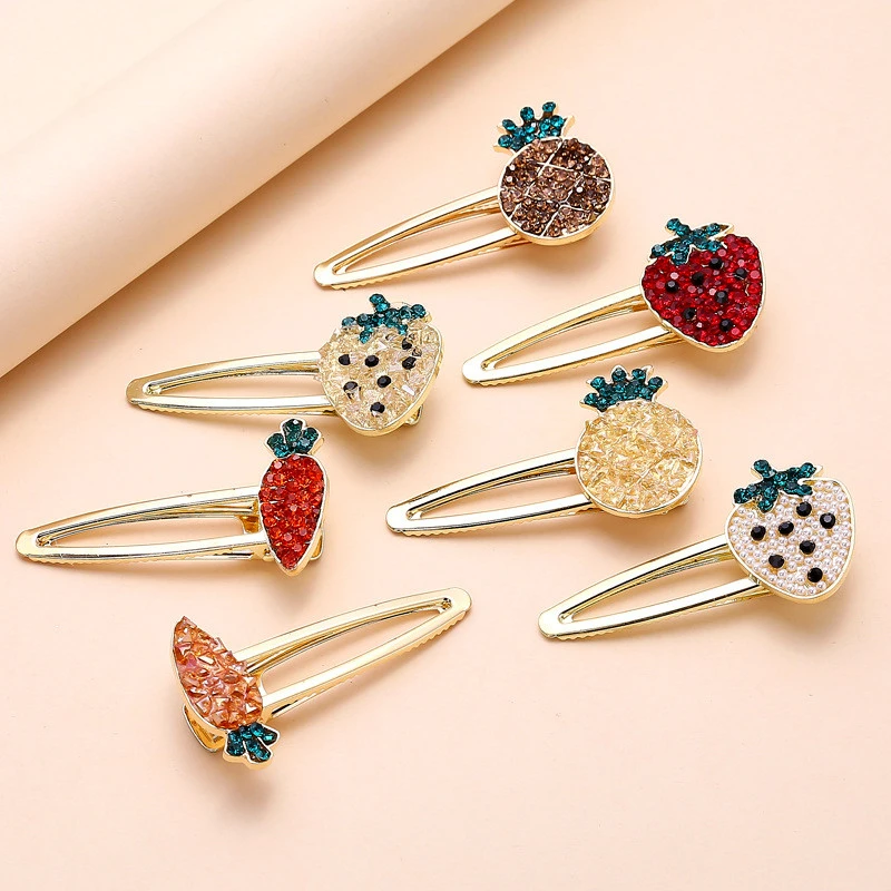 ins strawberry pineapple carrot diamond crystal wild hairpin hair accessory