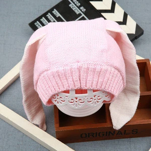 Ivy20015H Christmas lovely baby kids winter knitted cotton warm caps with long rabbit ear
