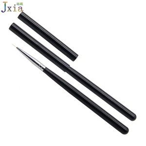 Jiexia Black Wood Handle Nylon Hair Thin Nail Art Liner Paint Brushes with Metal Cap