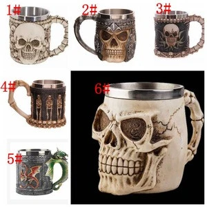 K1 Stainless Steel  mug  Skeleton Design Tea Cup  Home Party Bar Decoration  Drinkware cup
