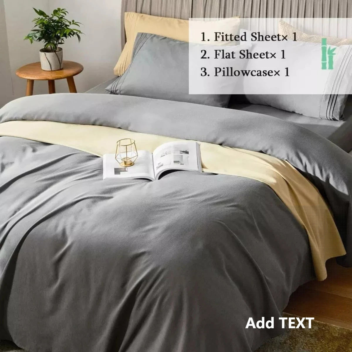 King Size Bedding Sheet Set 4 Piece Hotel Luxury Bed Sheets Extra Soft Deep Pockets Easy Fit Grey Color
