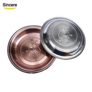 kitchen ware Stainless Steel round tray rose gold metal fruit tray