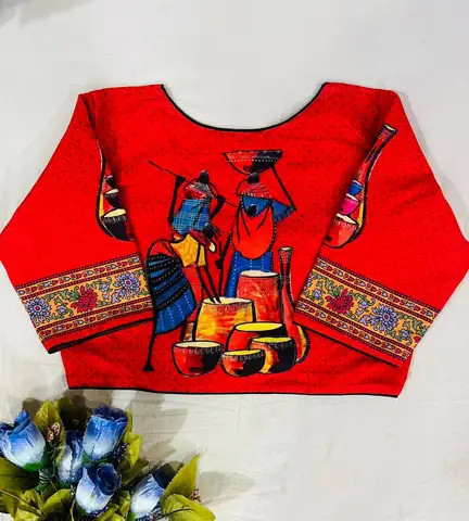 Ladies cotton printed  boutique style Blouse  With Tucks At Front At Factory Prices  at Wholesale Price