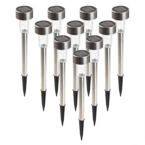 Landscape / Pathway Lights Stainless Steel-12 Pack LED Solar Garden Walkway Lights Outdoor Decorative Stake Landscape Path Light
