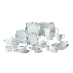 Latest 125pcs Egypt silver dinner set,luxury fine china dinnerware set,S shape bone China dinner set
