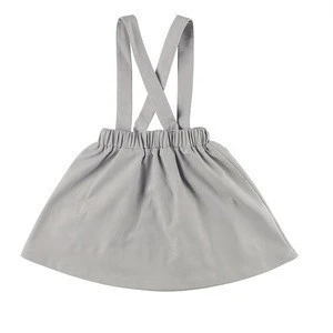 Latest popular design many color options suspender baby girl summer linen girl skirt