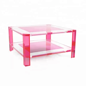 Living Room Furniture Neon Pink Clear Acrylic Coffee Table