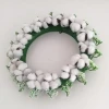 Lorenda new customized Christmas artificial flower heads wreaths plastic cotton wreath with berries