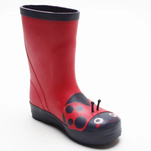 Lovely Red 3D Ladybird Waterproof Rubber Rain Boots for Children