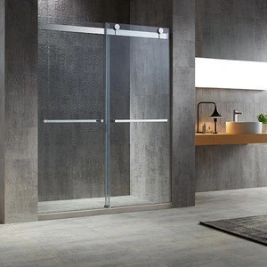 Luxury bathroom design OEM custom frameless bypass sliding glass shower door bath screen