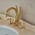 Import Luxury Copper hot and cold taps Swan Faucet Gold Plated Wash Basin Faucet Mixer Taps from China