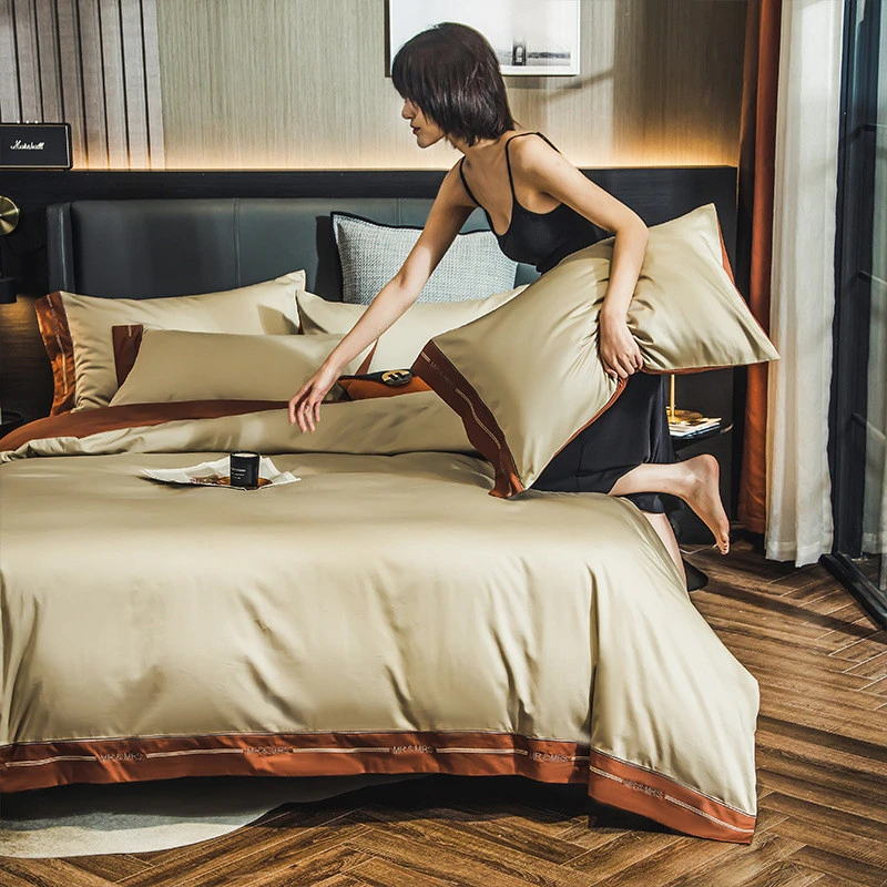 Luxury  furniture modern bedroom hotel fluffy 100% cotton linen wedding sheets cover bedding sets