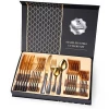 LZ 1010 Gold  Plated Cutlery 24 pcs fork spoon knife  flatware gifts  box set