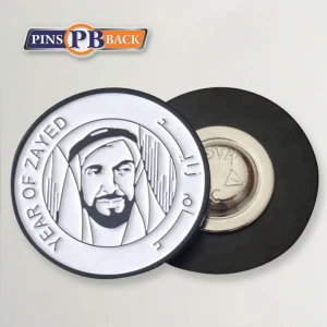 Magnet badge custom metallic Iron Zinc Alloy soft enamel magnet badge promotional UAE national souvenir antique white lapel pin