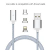 Magnetic Charger Type C Cable 1M Quick Charging LED Metal Micro USB Sync Cable for Samsung Galaxy s7 s7edge Android