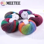Meetee YA021 Natural Wool Nylon Blend Yarn Segment Dyed Color Gradient Hand Knitting Wool Line DIY Scarf Sweater Material