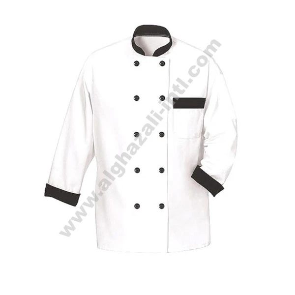 Men Chefs Work Wear Long Sleeve Turned Jacket Coat