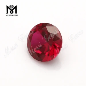 Messigems round cut loose corundum red synthetic ruby stones