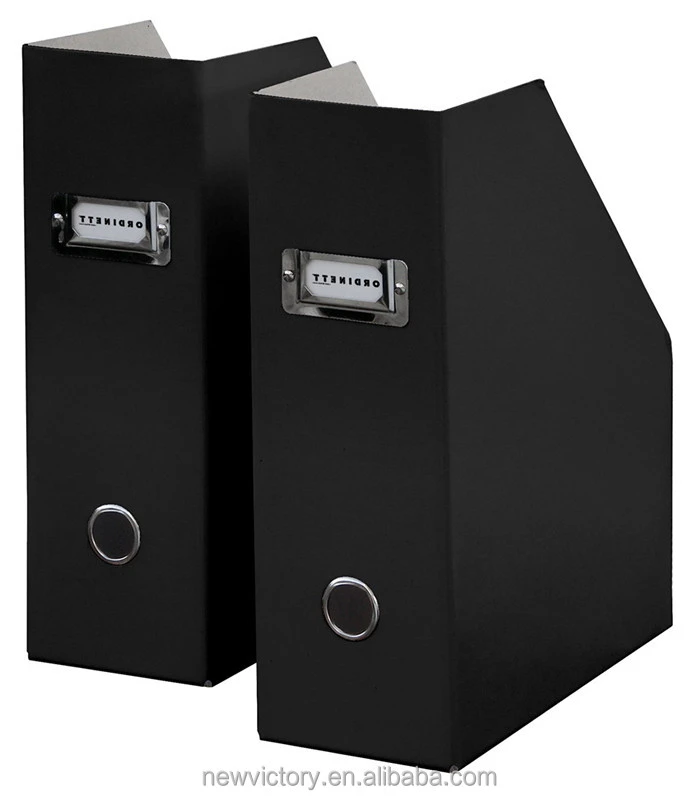 Metal corner foldable black cardboard file holder office stationery