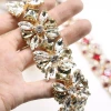 Mixed color glass diamonds cup crystal rhinestone chain trim