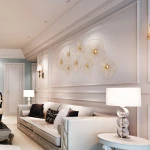 Modern Abstract Combination Flowers Stainless Steel Glossy Gold Wall Arts Home Decoration