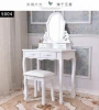 Modern Handmade European Pastoral Style White Finish Wooden Mirrored Makeup Vanity Desk Cabinet Dresser with Makeup