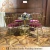 Import Modern  luxury  gold stainless steel glass  top metal tea table with  chairs from China