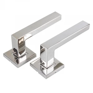 Modern Stainless Steel Square Tube Mirror Polished Finish Interior Entrance Square Rosette Lever Door Handle Lock
