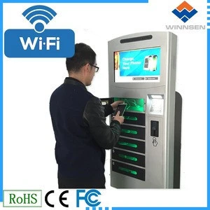 Multi Payments Wifi Electronic sell phone charging lockers with remote advertising upload function