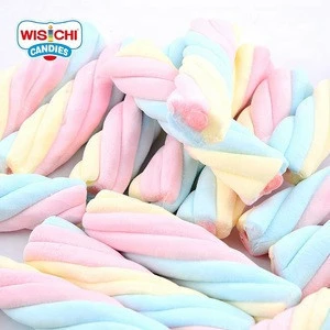 multicolor gummy filled twisted halal marshmallow candy