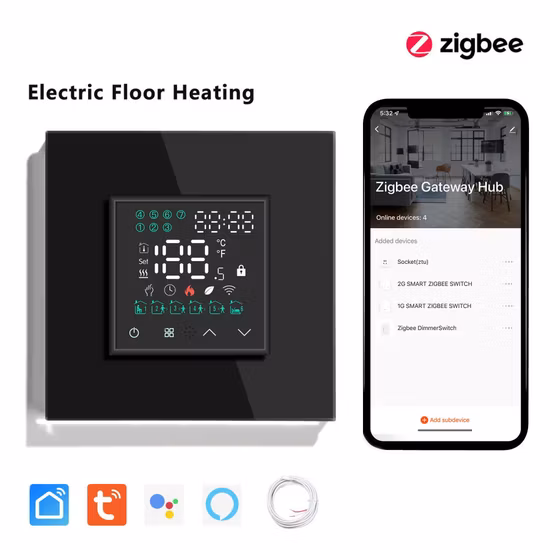 Import Mvava 2gang 2way EU German WiFi Zigbee Glass Panel Touch Tuya Outlet Smart Automatic Wall Mounted Switches and Socket from China