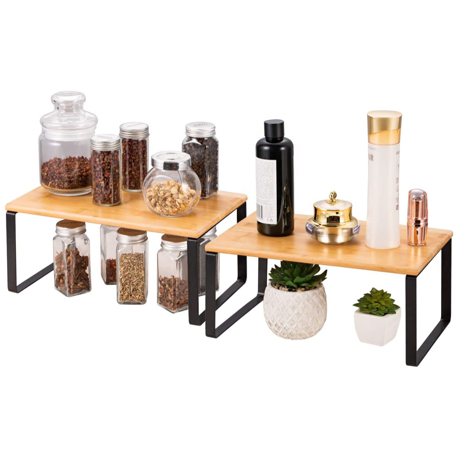 Expanding Racks Buy Natural Bamboo Stackable & Expandable Kitchen Cabinet And Counter ...