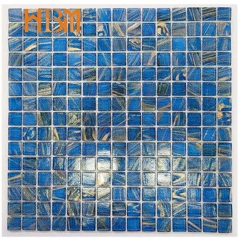 natural glass cube mosaic pool tile mosaic tiles gold line for swimming pool