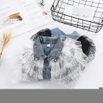 New Arrival  Toddler Girls Jacket Fall Clothing Kids Dots Lace Sweet Denim Xmas Outwear Coat Bomber Jeans Baby Girls' Jackets