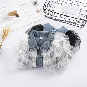 New Arrival  Toddler Girls Jacket Fall Clothing Kids Dots Lace Sweet Denim Xmas Outwear Coat Bomber Jeans Baby Girls&#x27; Jackets