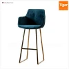 new design gold brass velvet high bar chair of bar furniture