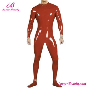 New design tight full body wetlook mens latex leather catsuit