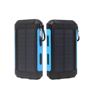 new dual usb waterproof solar power bank 8000mAh mobile charger portable battery with LED torch and compass