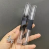 New fashion custom square private label lipgloss container double sided lip gloss packaging with two end bottles