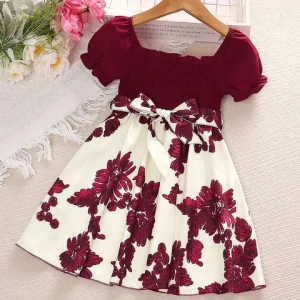 New girl outfit baby princess dress summer kids short sleeve print dress girl dress