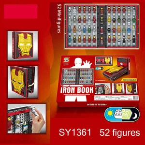 new hotselling product sy1361 iron hero book high value collection with 52 figures plastic large building blocks toy bricks Christmas  Gift