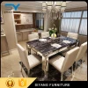 New modern designs dining set long glass dining table and chair CT031