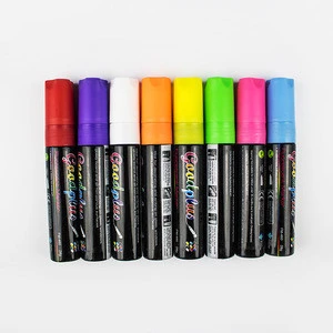 Non-toxic multicolor erasable 15 mm liquid chalk highlighters fluorescent marker pen for LED writing board