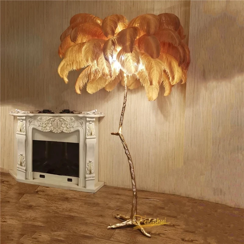 Nordic Ostrich Feather LED Floor Lamp Living Room Stand light Bedroom Modern Interior Decor Lighting Floor Light Stand Lamp
