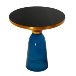 Nordic Style Chromed Metal Round Glass marble pattern Top Bedside decorative glass tray Side Table