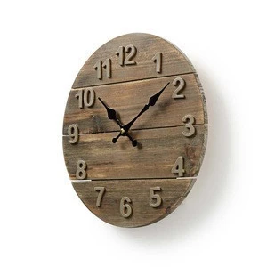 Now 30 Diameter Chic Wooden Rustic Distressed Wall Clock